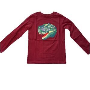 Lands' End Dinosaur T-Rex Embroidered Shirt Boys Size XL (14-16) NEW